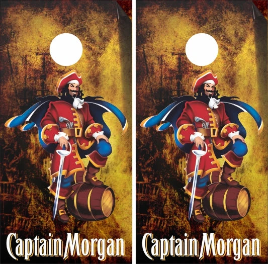 Captain Morgan Original Spiced Gold Dark Grunge Pirate Ship Look Cornhole Wraps