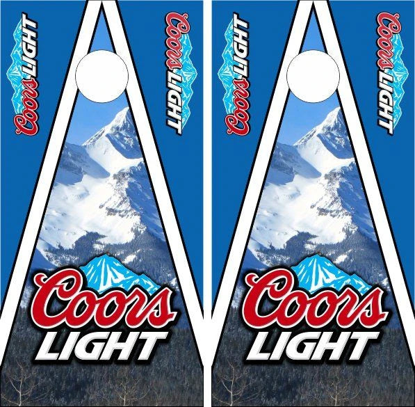 Coors Light with an Ice Mountain Triangle Background Layout Cornhole Wraps