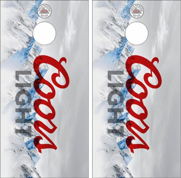 Coors Light with an Ice Mountain Background Cornhole Wraps