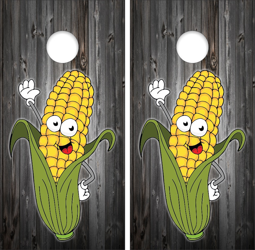Corncob Corn Weathered Wood Cornhole Wraps