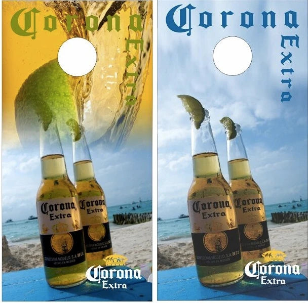 Corona Extra with Lime on Tropical Beach 2 Cornhole Wraps