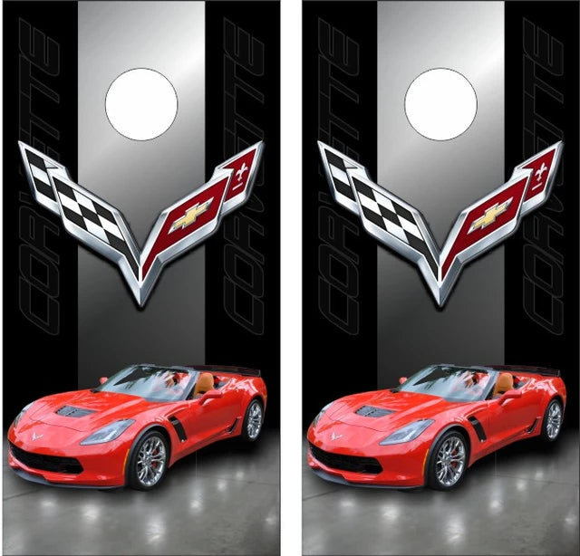 Corvette Showroom Floor Convertible Car Cornhole Wraps