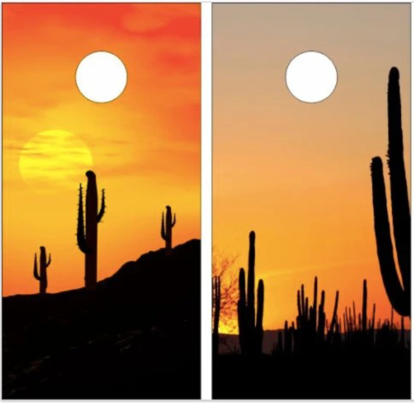 Desert Sunset Out West Cactus Plants Peaceful View Cornhole Wraps