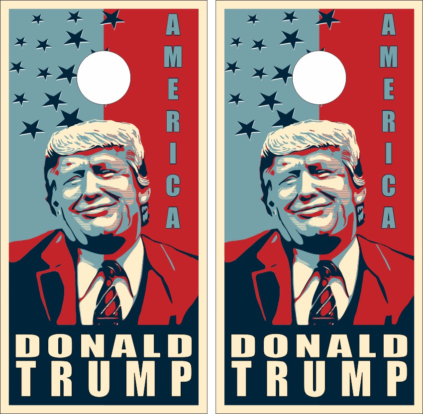 45th President Cartoon Character Cornhole Wraps (Version 2)