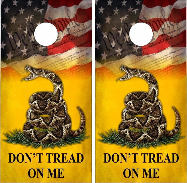 Don't Tread On Me Gun Rights We The People with American Flag Background Cornhole Wraps