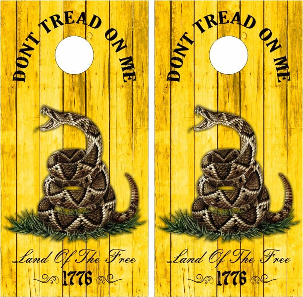 Don't Tread On Me 1776 Gun Rights We The People with Weathered Wood Background Cornhole Wraps