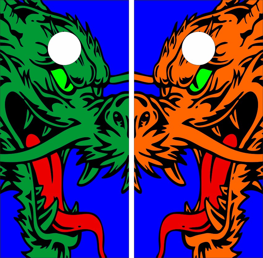 Dragons with Vicious Teeth Cornhole Wraps