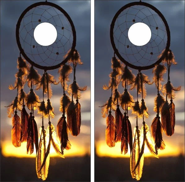 Native Feathers Dreamcatcher Peaceful Background Cornhole Wraps