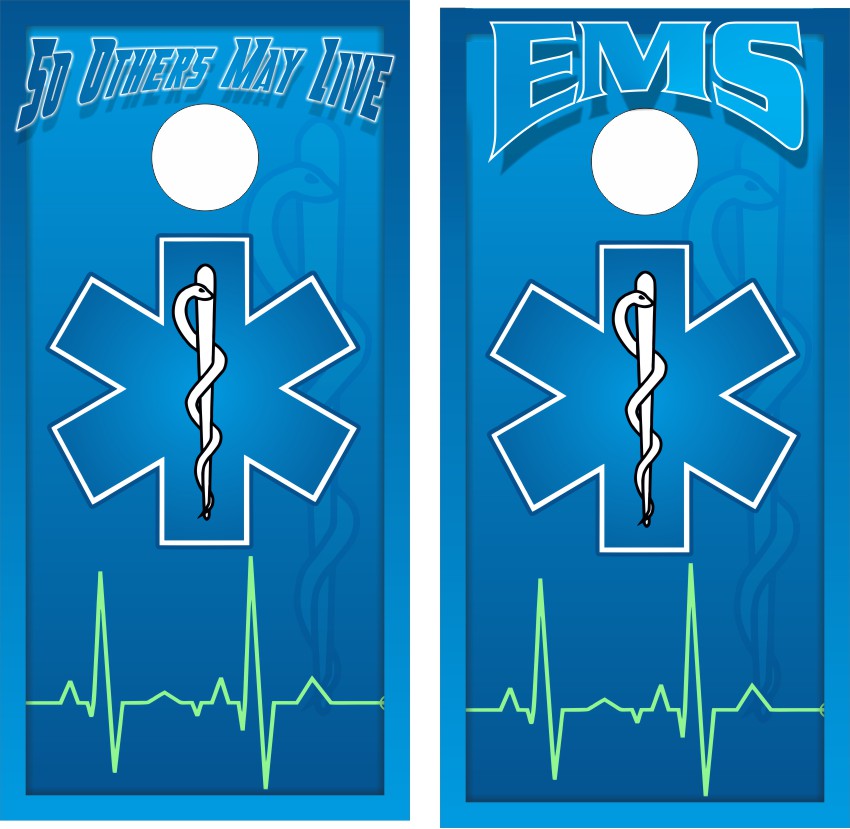 EMS Saving Lives Life Line Cornhole Wraps