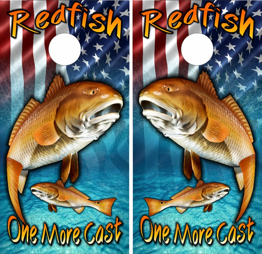 Redfish American Flag Version 2 Cornhole Wraps