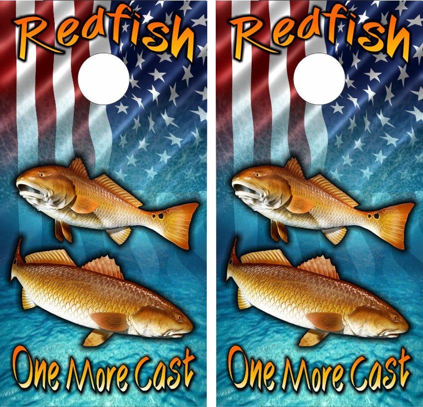 Redfish American Flag Version 1 Cornhole Wraps