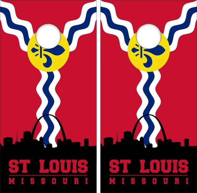 Flag of St. Louis Missouri City Flag with Skyline Cornhole Wraps