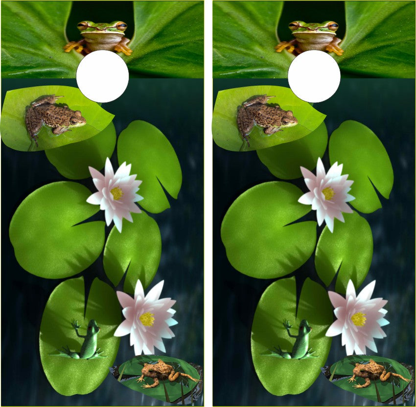 Frogs on Lily Pads Cornhole Wraps