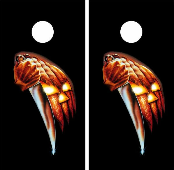 Halloween Spooky Scary with Knife Cornhole Wraps