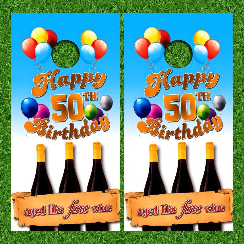 Happy 50th Birthday Aged Like Fine Wine Cornhole Wraps