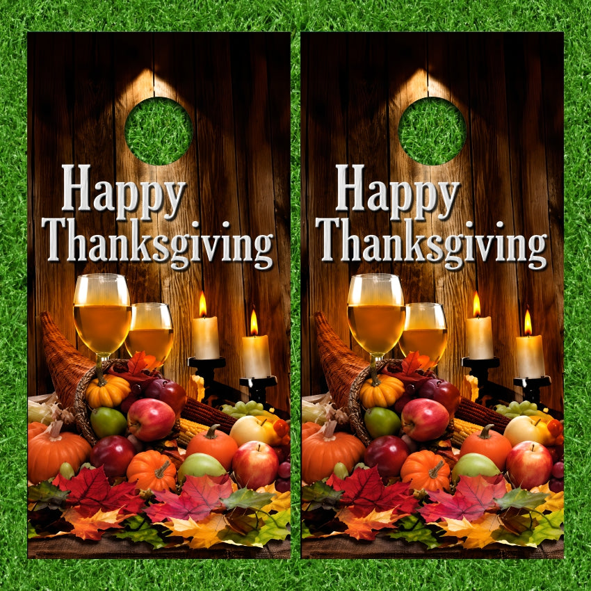 Happy Thanksgiving Fall Festive Cornhole Wraps