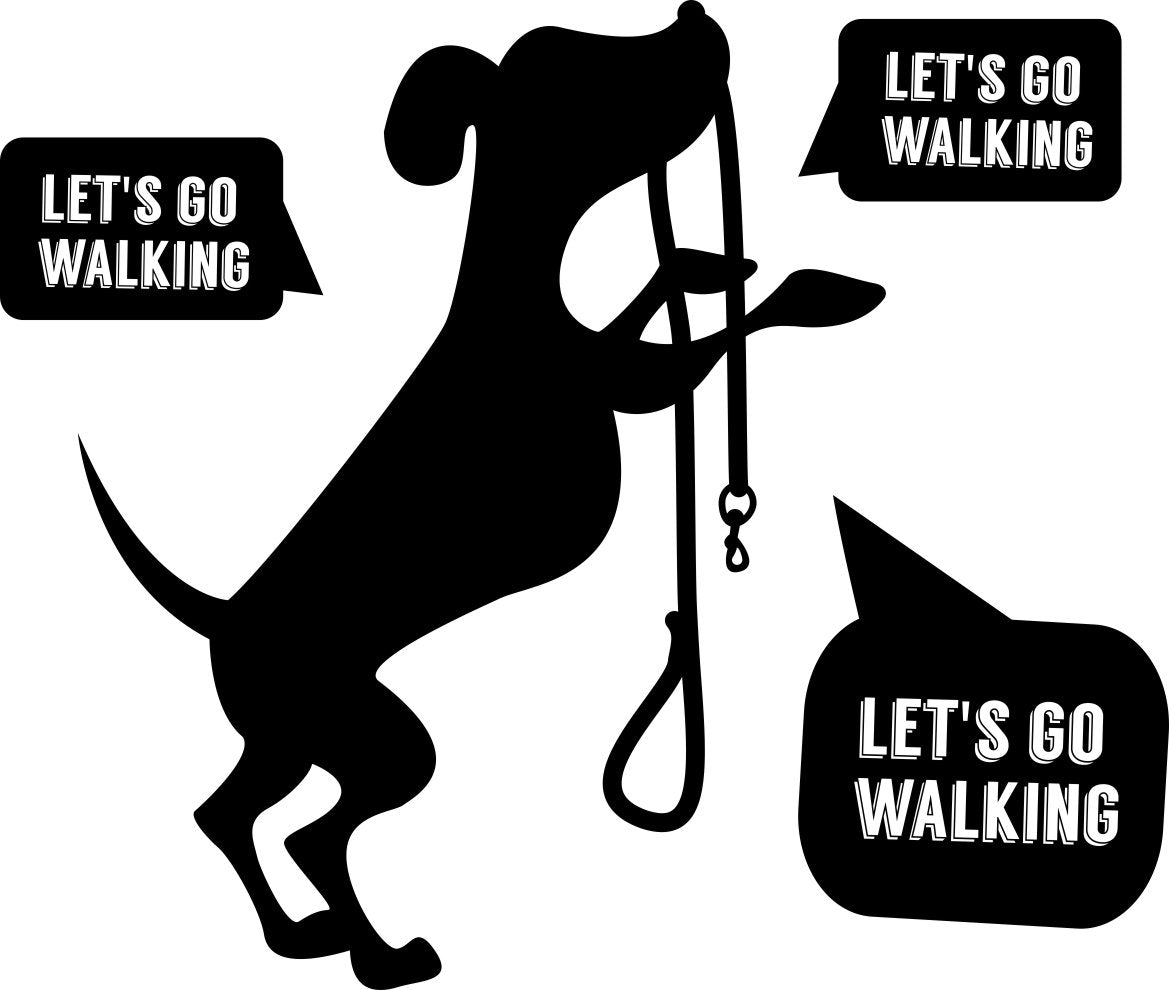 Cute Let's Go Walking Silhouette Dog Decals