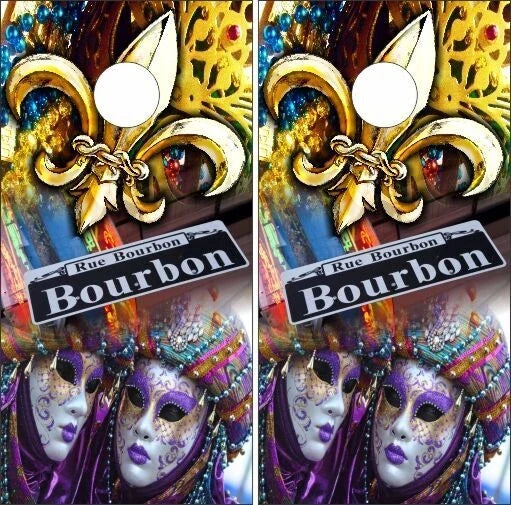 Mardi Gras New Orleans Party Cornhole Wraps