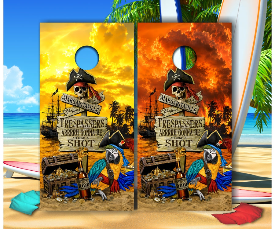 Parrot Pirate Beach Treasures Cornhole Wraps Version 1