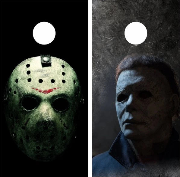 Halloween Spooky Scary Horror Michael Myers Jason Vorhees Masks Men Cornhole Wraps