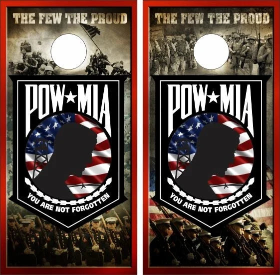 POW MIA You Are Not Forgotten Marine theme Background Cornhole Wraps
