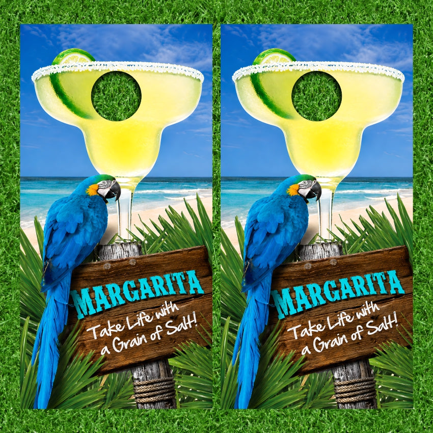 Margarita Take Life With A Grain Of Salt Beach Parrot Cornhole Wraps