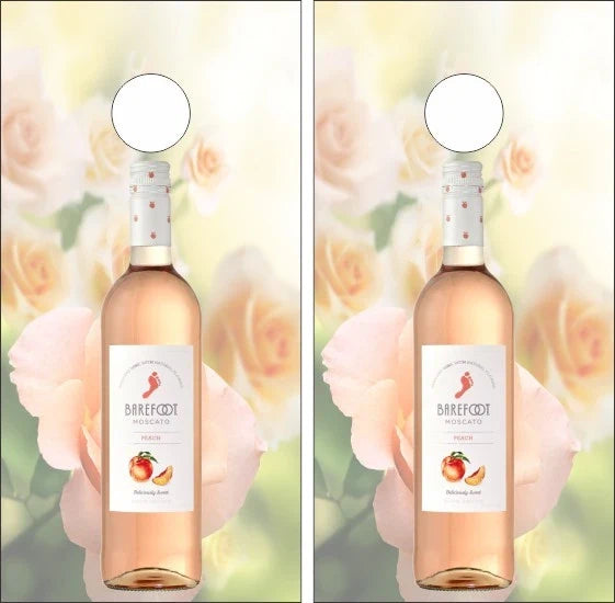 Peach Rose Barefoot Wine Bottle Cornhole Wraps