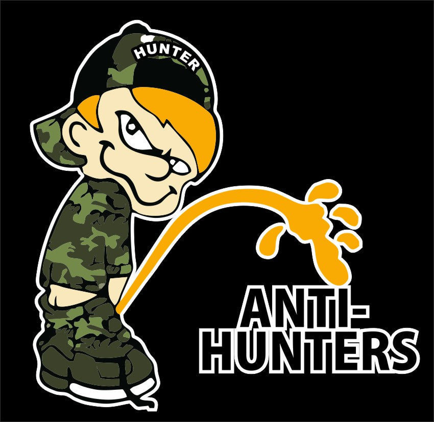 Camo Hunter Boy Pee on Anti-Hunters Decal