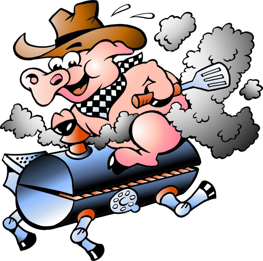 BBQ Cowboy Pig Riding On The Smoker Grill Decals