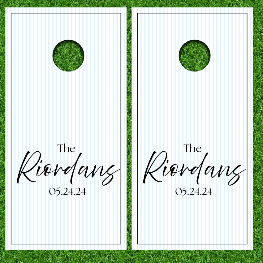 Wedding Monogram Date Established Multi-Mini Stripe Cornhole Wraps