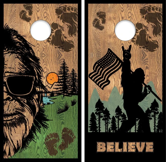 Bad To The Bone / Born In The USA / Cool Dude Style Sasquatch Bigfoot Cornhole Wraps