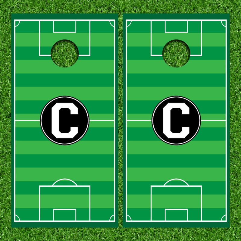 Soccer Field Outline Custom Logo Cornhole Wraps