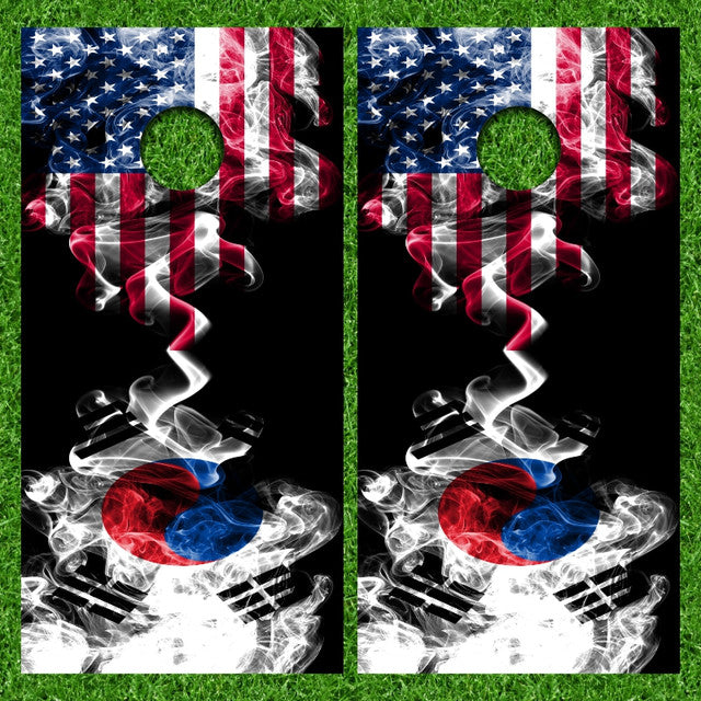 American & South Korea Combo Flag Cornhole Wraps