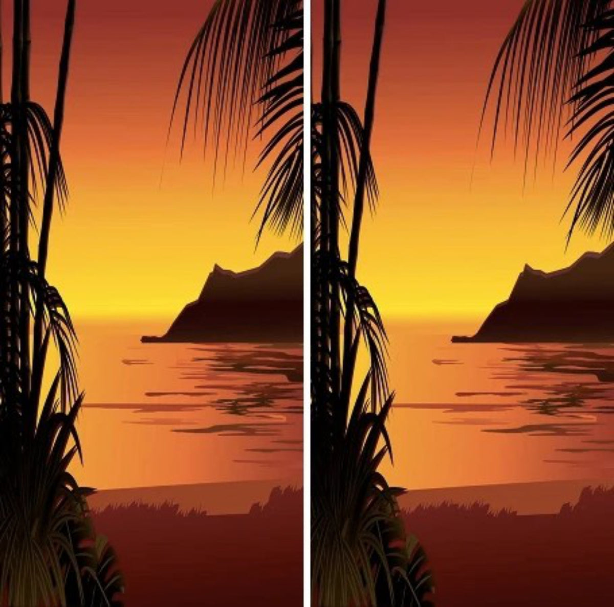 Tropical Beach Sunset Palm Trees Cornhole Wraps