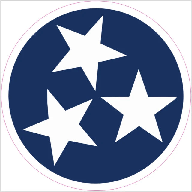 Tennessee TN Circle Flag Blue & White Decal