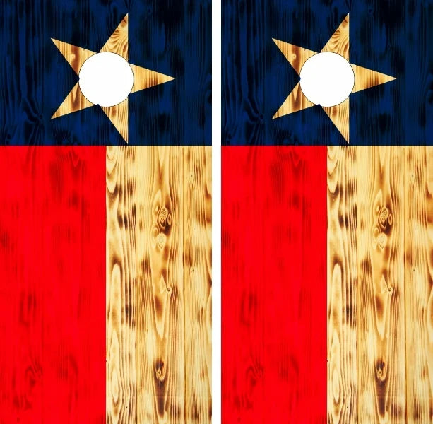 Texas Burnt Wood Flag Cornhole Wraps