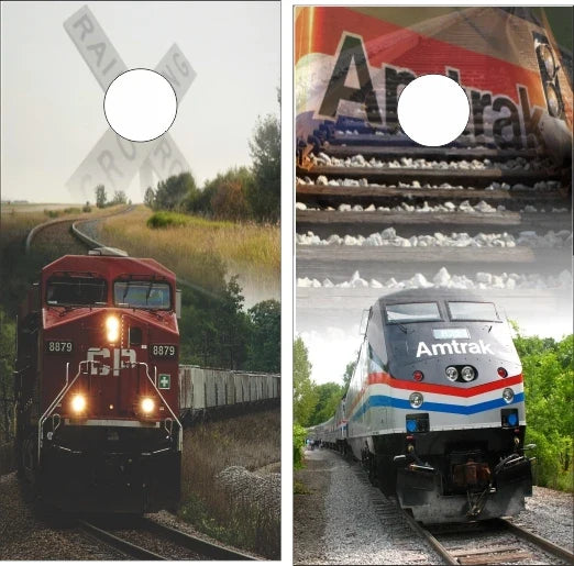 Amtrak Trains Scene Cornhole Wraps