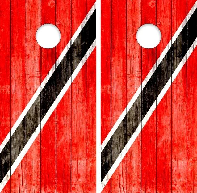 Trinidad & Tobago Weathered Wood Flag Cornhole Wraps