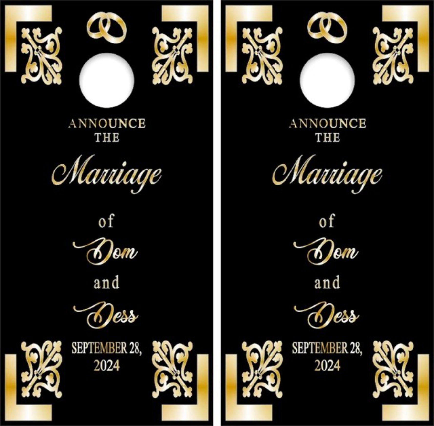 Wedding Invitation Style Custom Name Cornhole Wraps