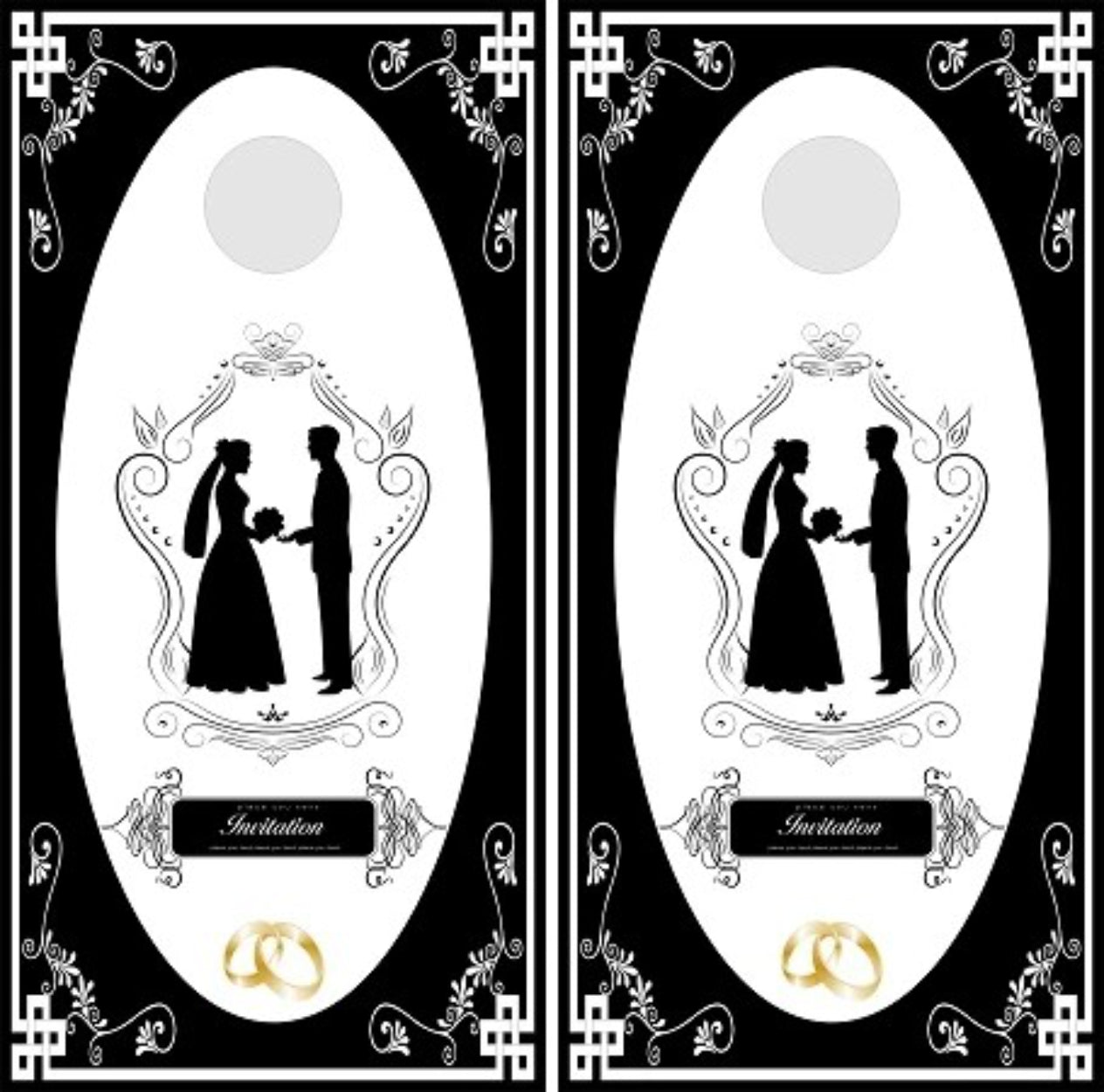 Wedding Invitation Style Custom Name Cornhole Wraps