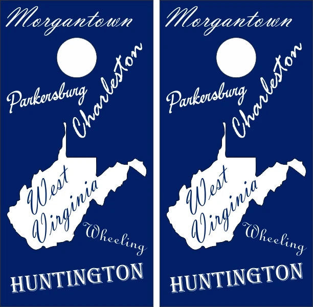 State of West Virginia Outline Map with Blue Background Cornhole Wraps