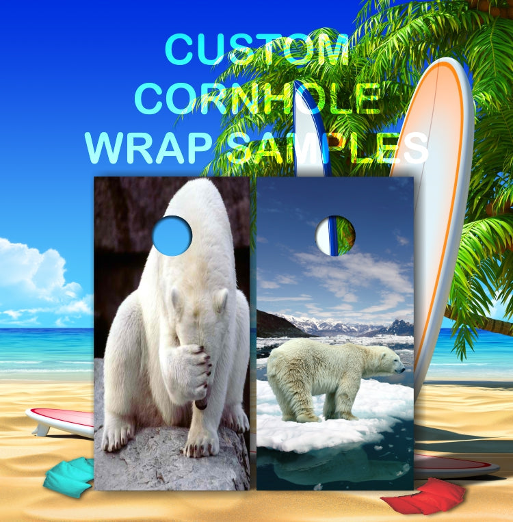 White Polar Bears Cornhole Wraps