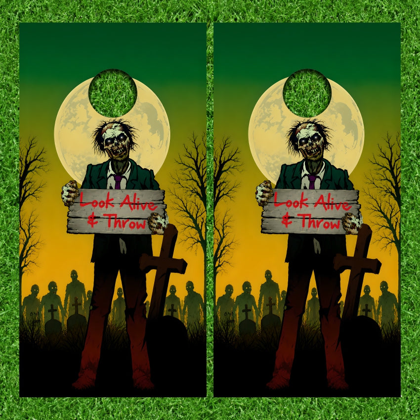 Zombie Look Alive & Throw Cornhole Wraps
