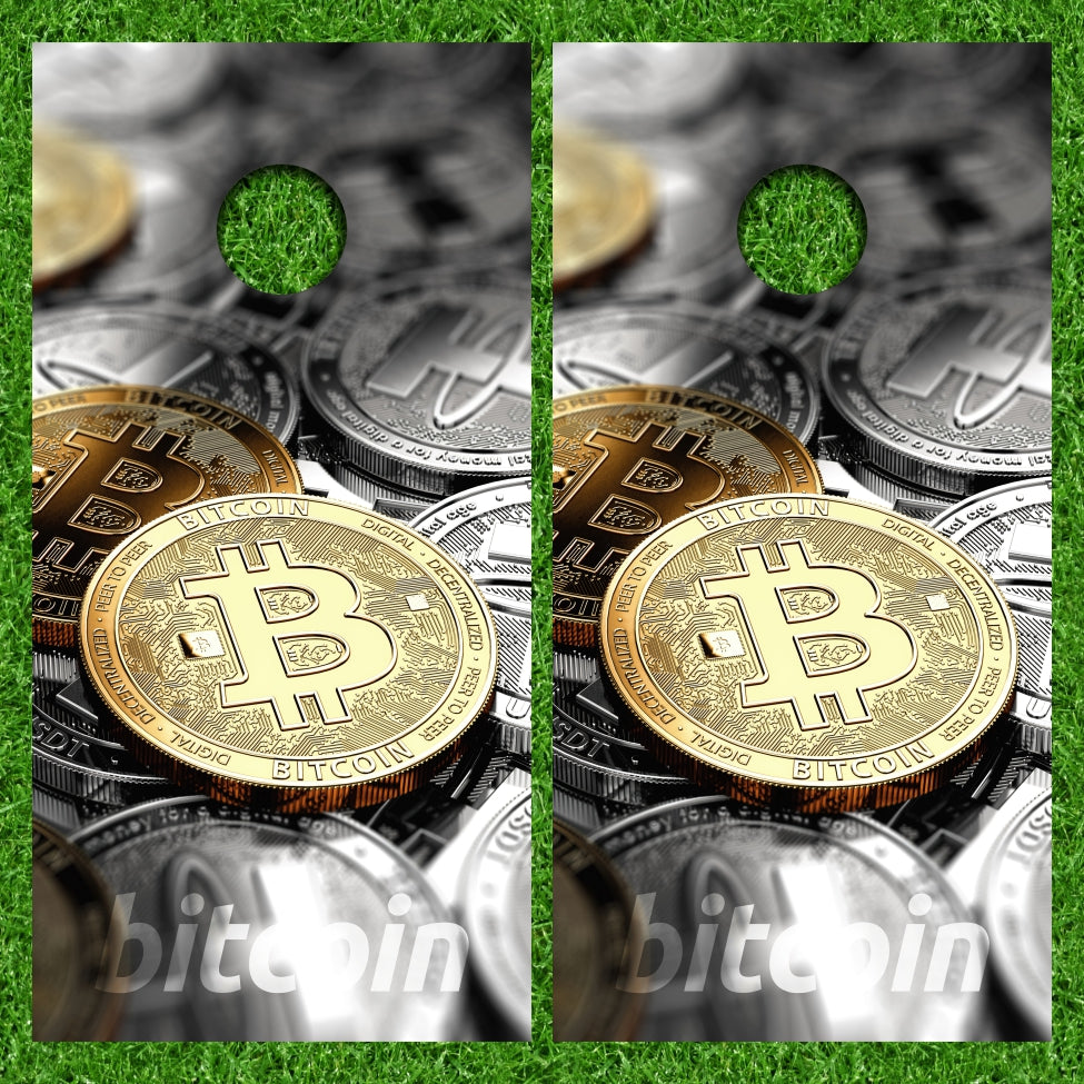 Bitcoin Gold & Silver Cornhole Wraps
