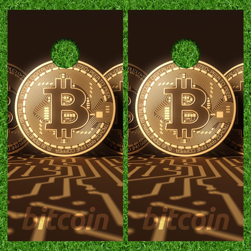 Bitcoin Matrix Style Cornhole Wraps
