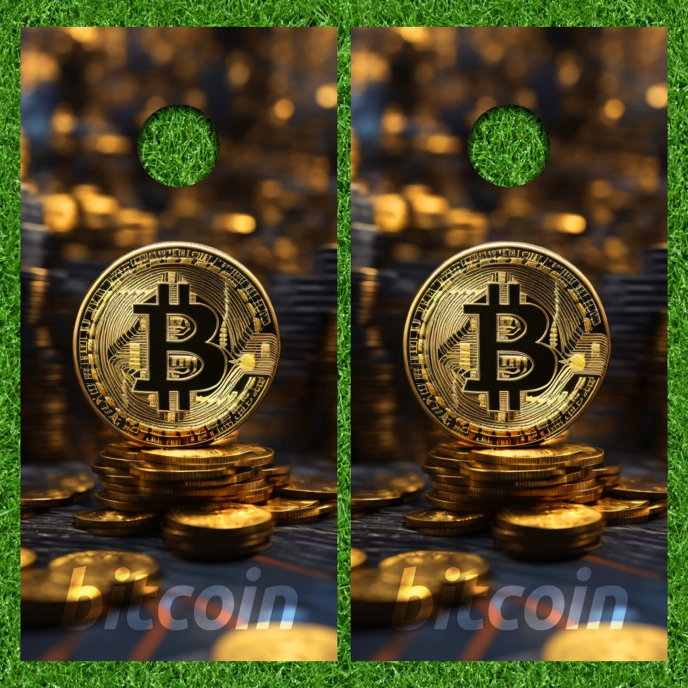 Bitcoin Gold Tokens Cornhole Wraps