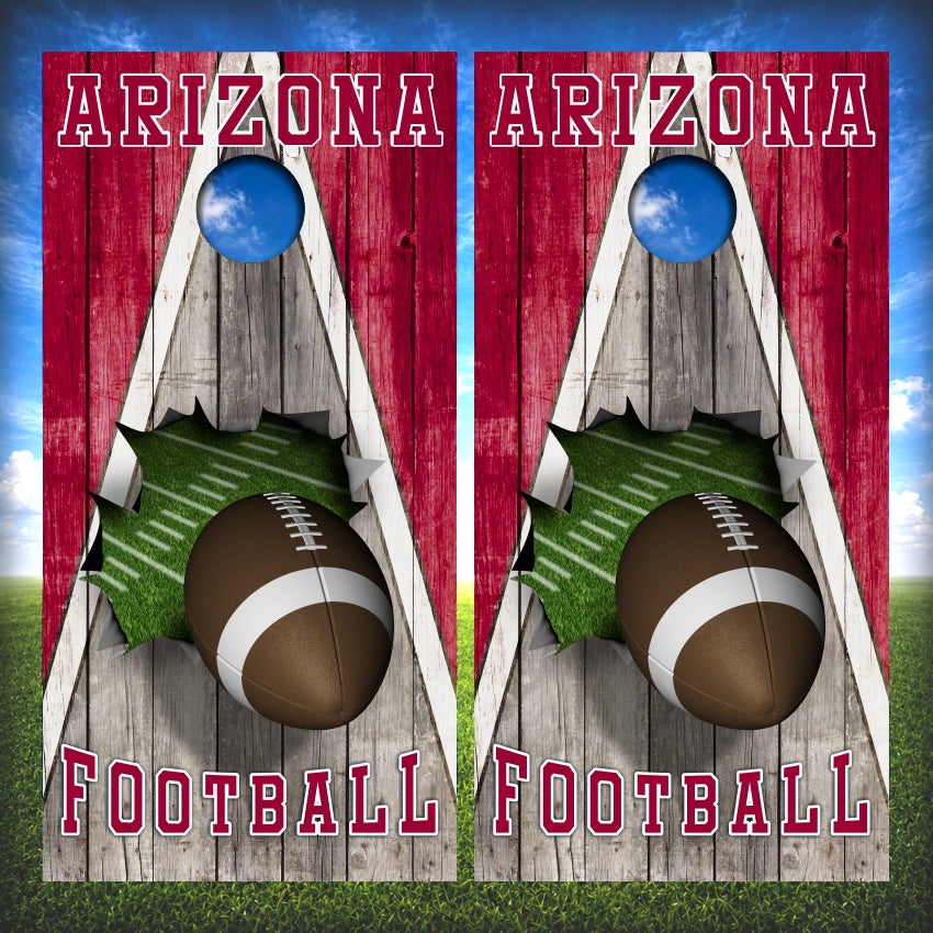 Cardinal Red and White Arizona Football Cornhole Wraps Wood Triangle