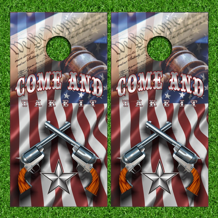 Come And Take It 1776 Constitution Tribute Cornhole Wraps