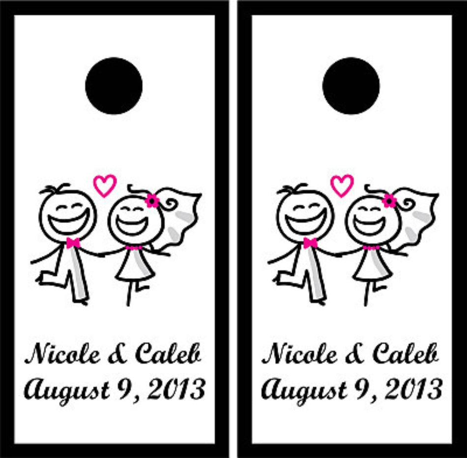 Wedding Monogram Date Established Couples In Love Cornhole Wraps