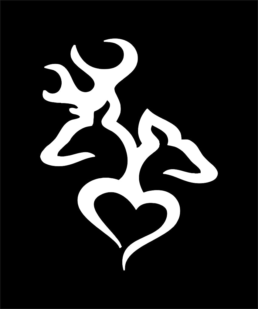 Deer Buck Doe Love Heart Decal